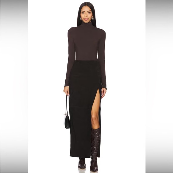 NWT EAVES SUEDE BLACK MAXI SKIRT - Picture 1 of 11